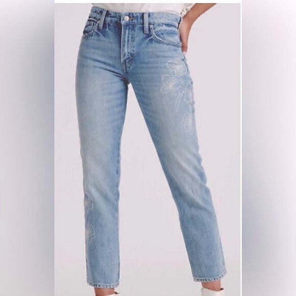 Lucky Brand | Sienna slim boyfriend floral embroidered blue jeans size 24 - Picture 6 of 12